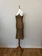 Gold crinkle dress with rope belt