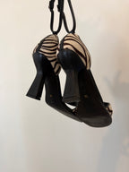 Pony hair zebra print heels