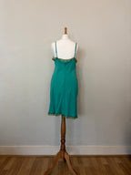 100% silk teal slip dress