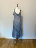 Silk ribbon detail grey dress