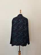 Silk-blend floral blue shirt