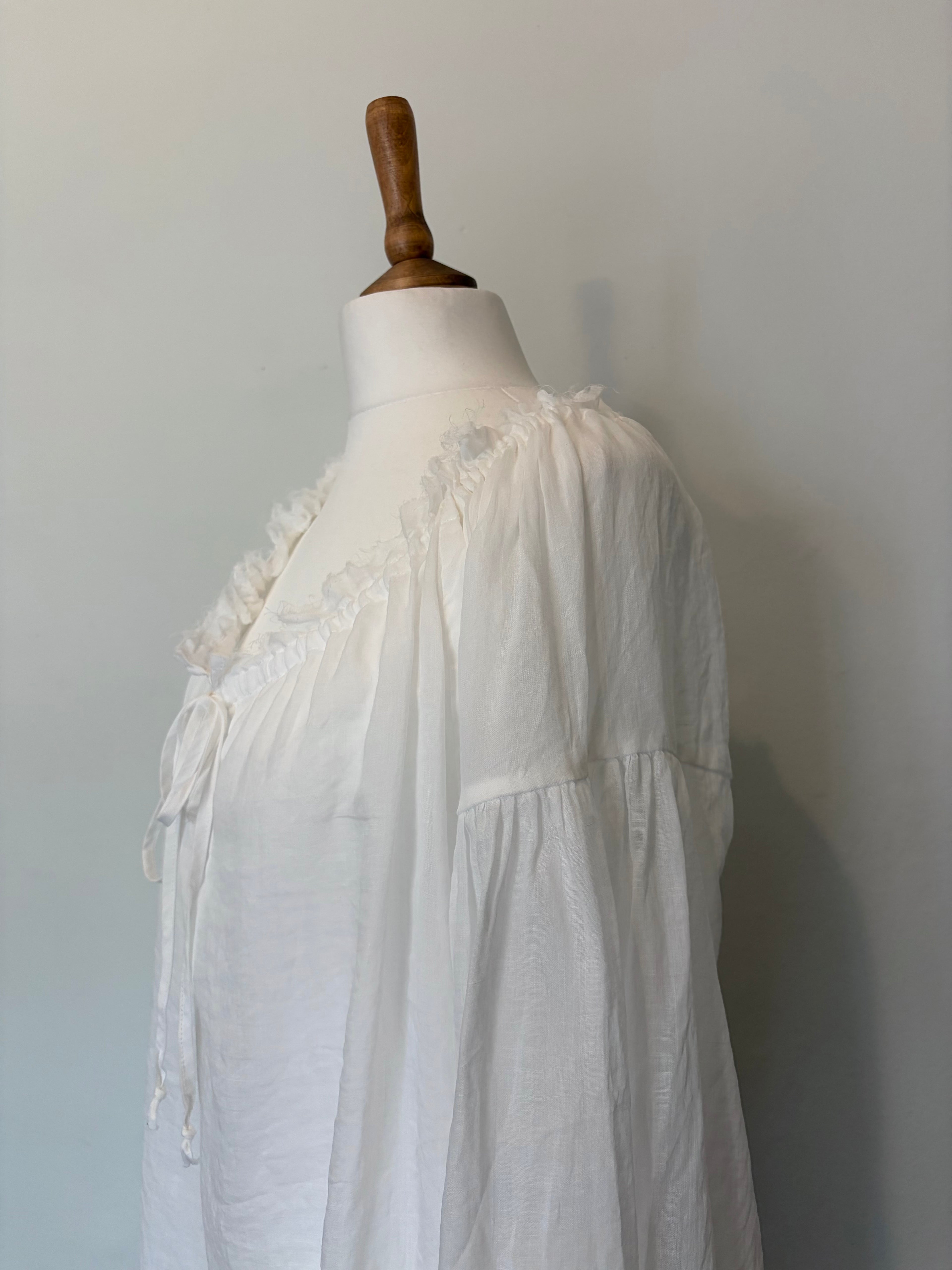 100% linen balloon sleeve blouse