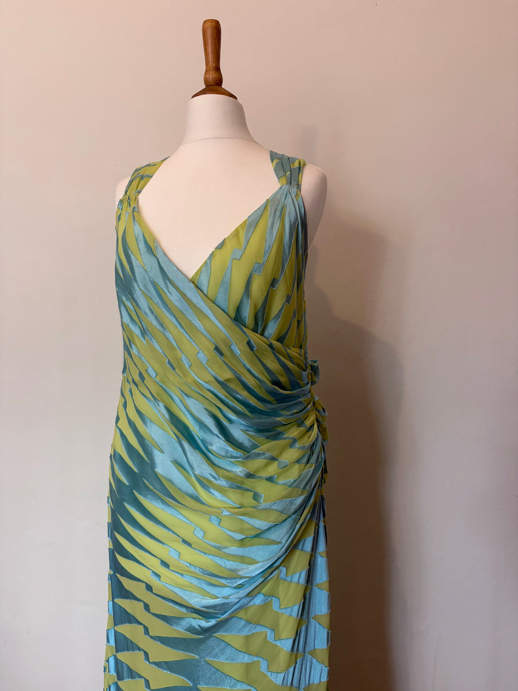 Silk blend blue and green dress