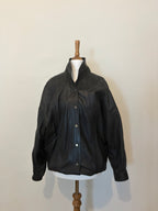 Black leather bomber jacket