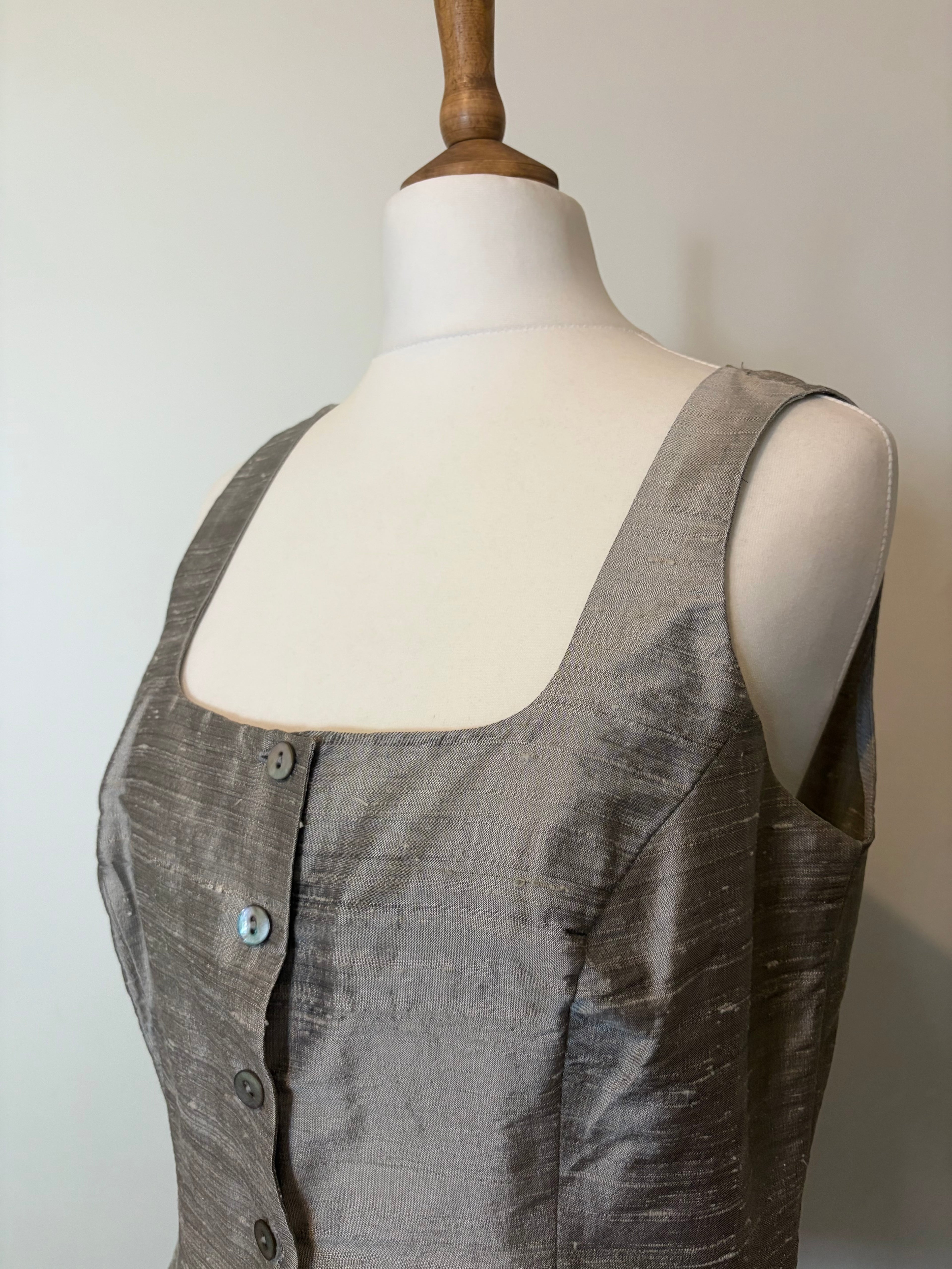 100% silk silver top