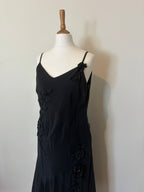 Cupro silk black cami dress with flowers