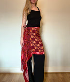 Silk-blend velvet fringe scarf