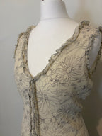 100% silk flower illustrated dress