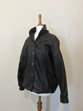Black leather bomber jacket
