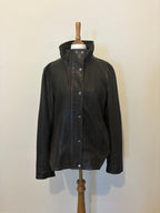 Leather funnel neck jacket