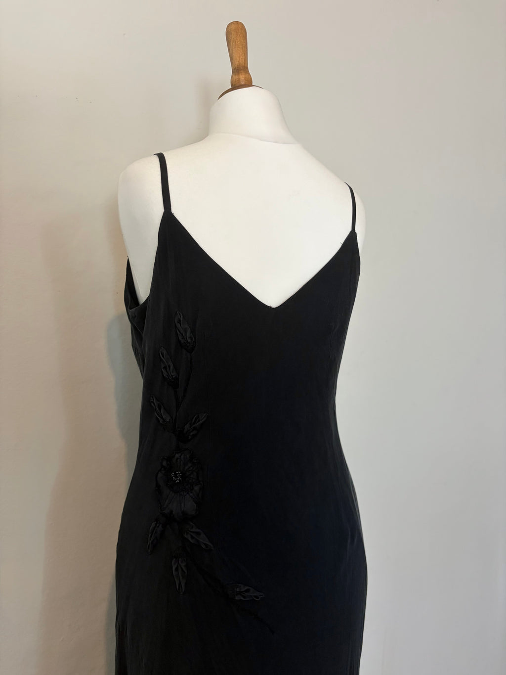 Cupro silk black cami dress with flowers