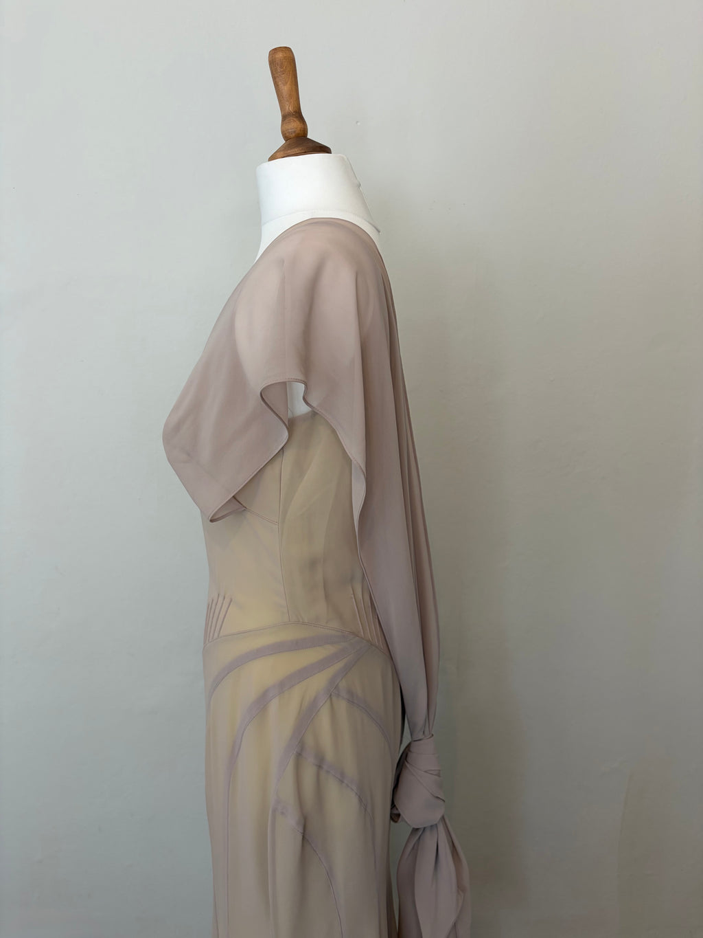 Sheer overlay dress with scarf