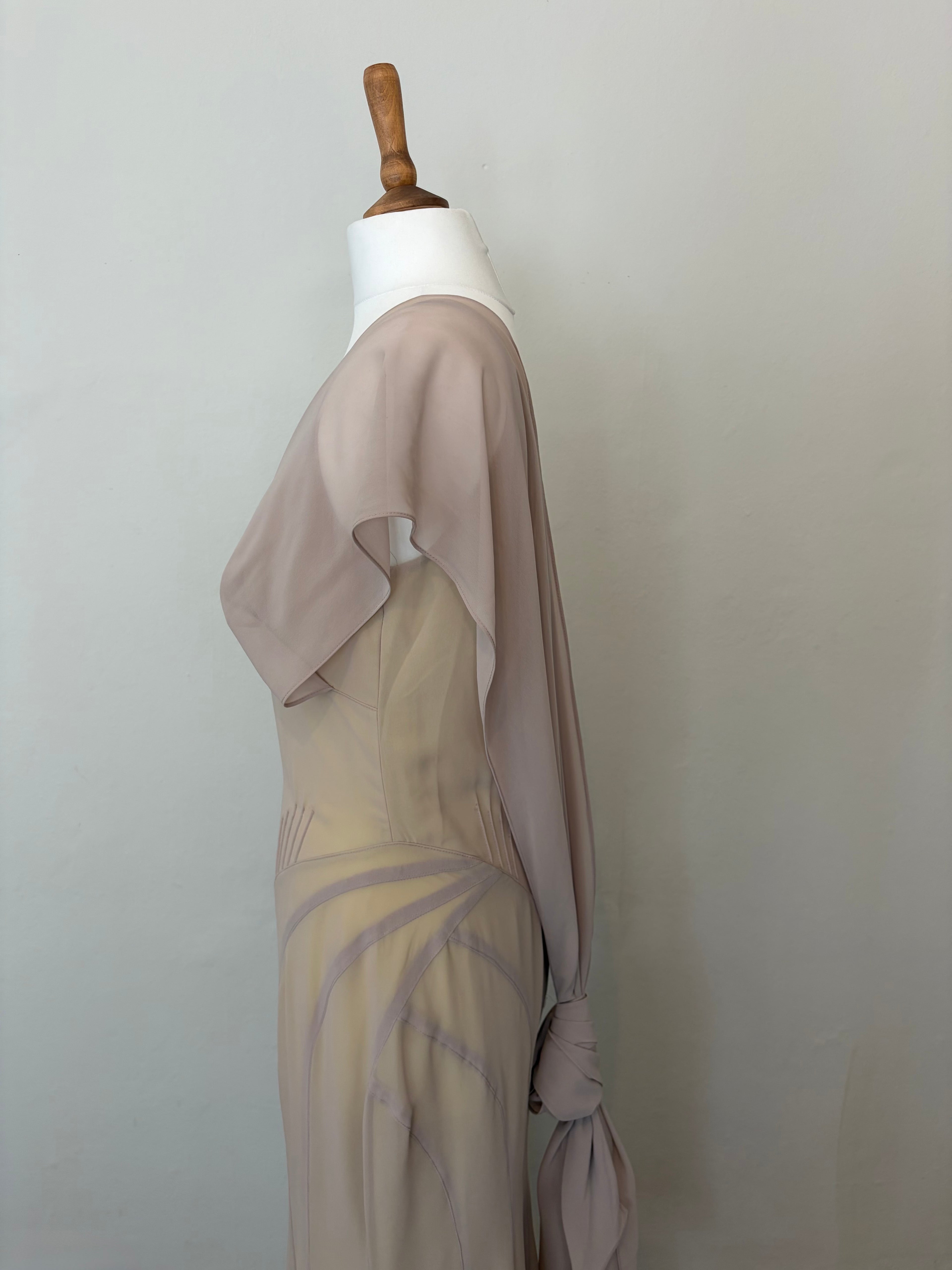 Sheer overlay dress with scarf