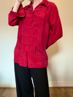 Red 100% cupro shirt with button detail