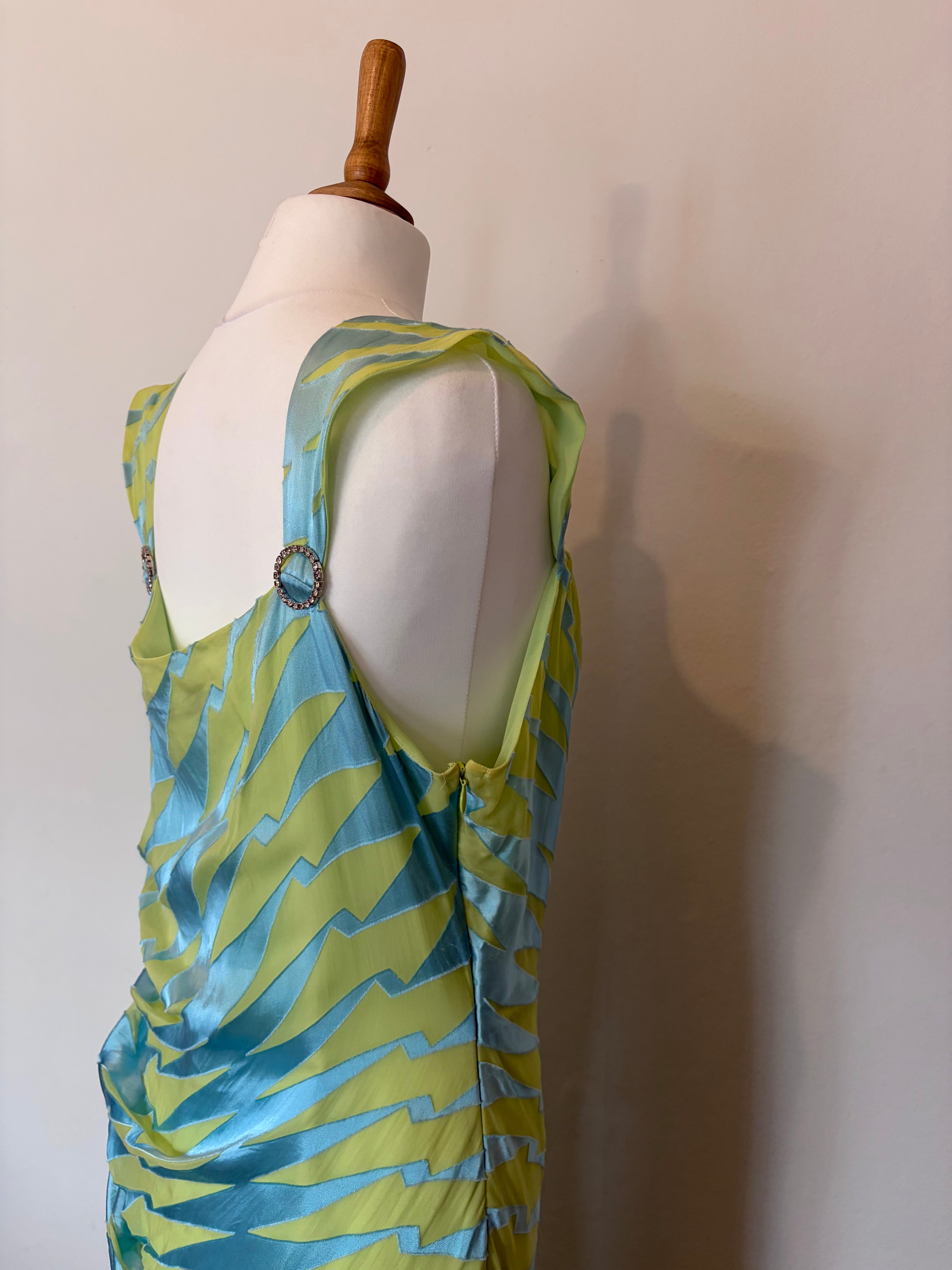 Silk blend blue and green dress