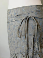 Ruffle detail silver floral skirt