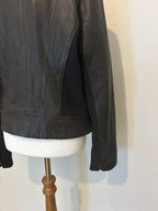 Leather funnel neck jacket
