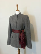 100% silk red patterned scarf