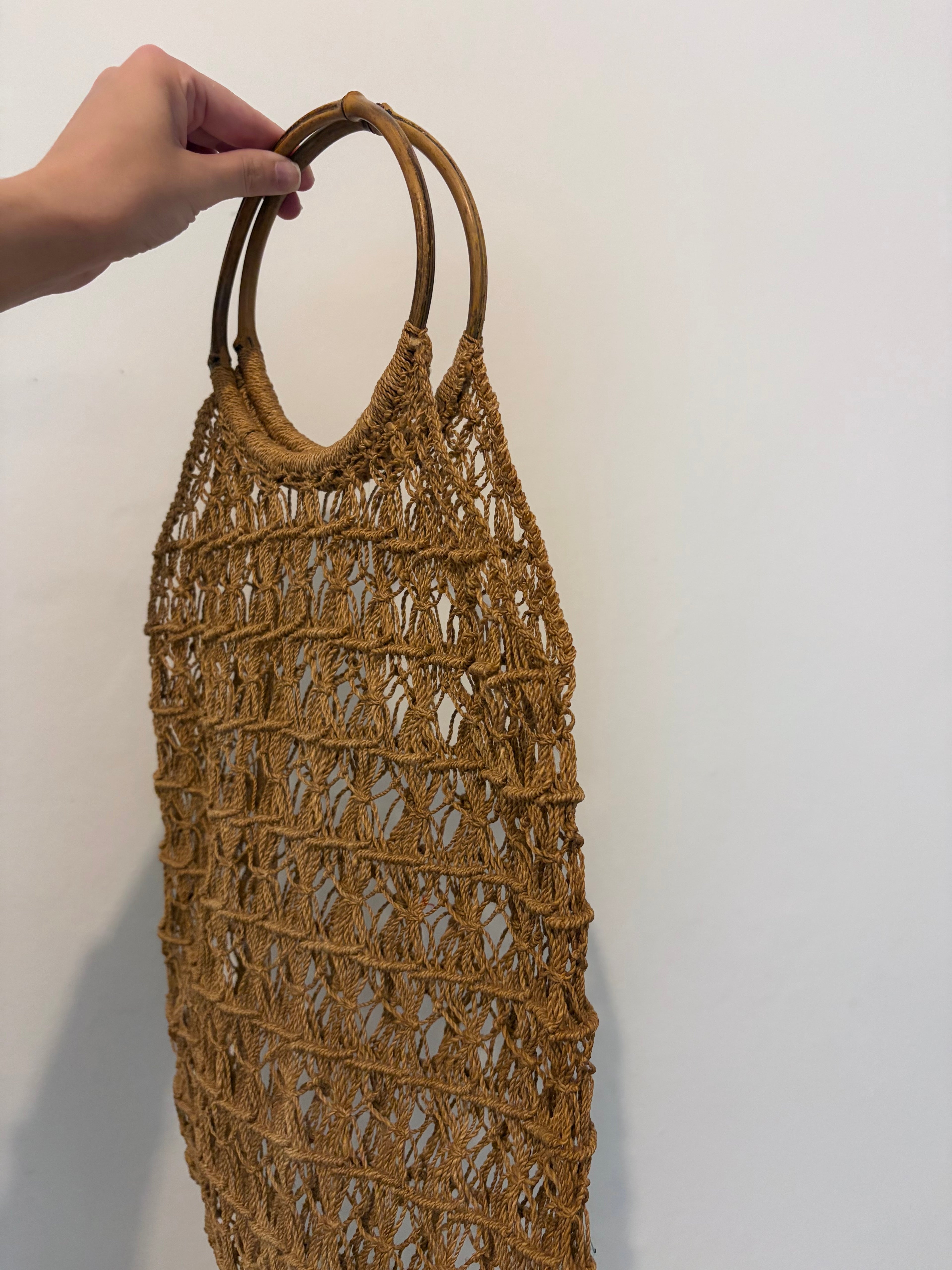Vintage 70s bamboo woven bag