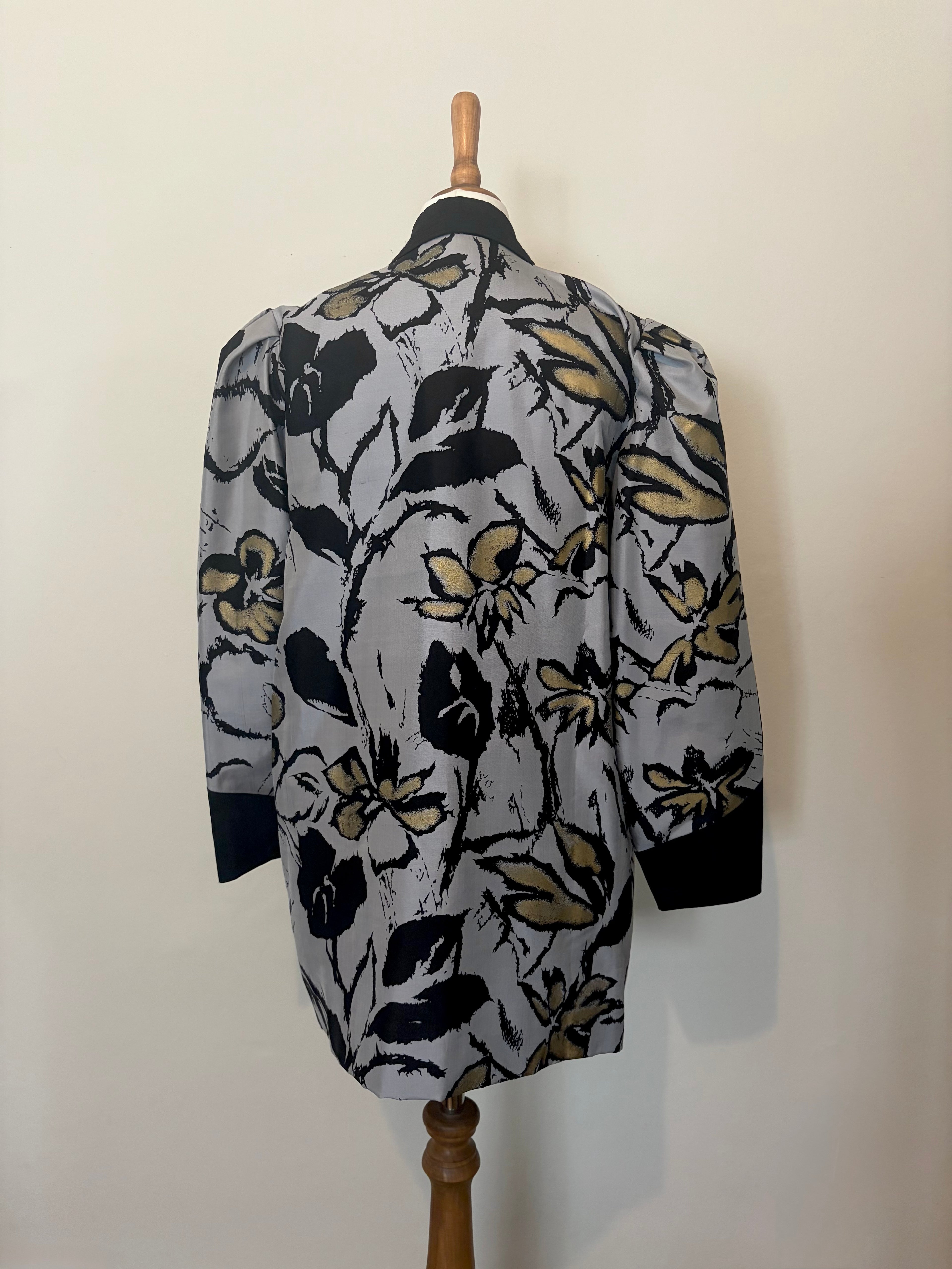 100% silk abstract floral button jacket