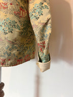 Oriental print jacket with frog closure