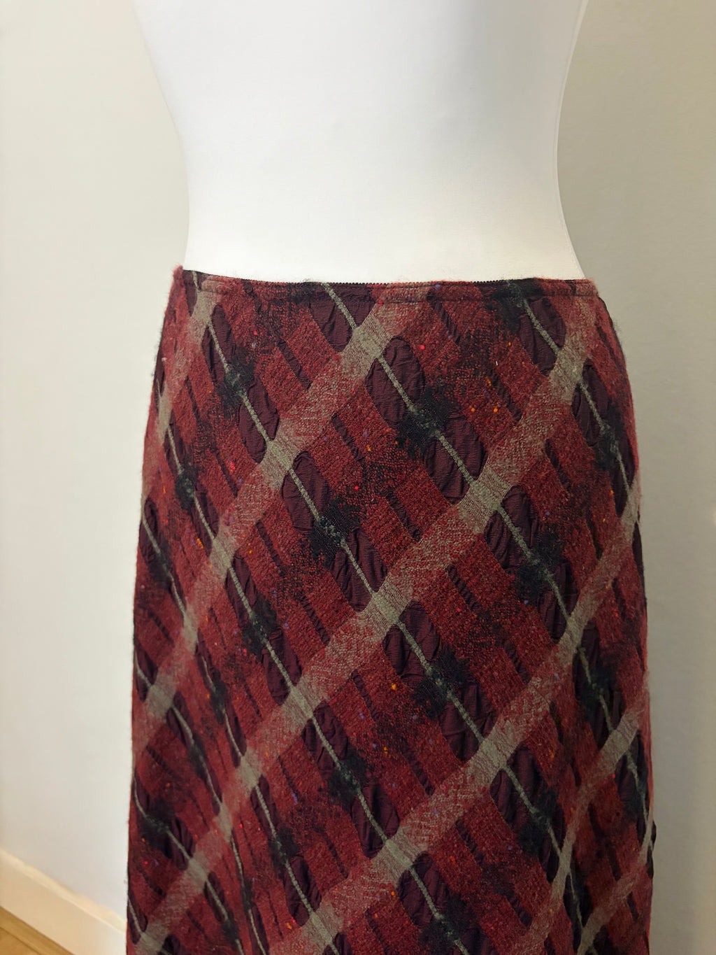 Wool plaid maxi skirt