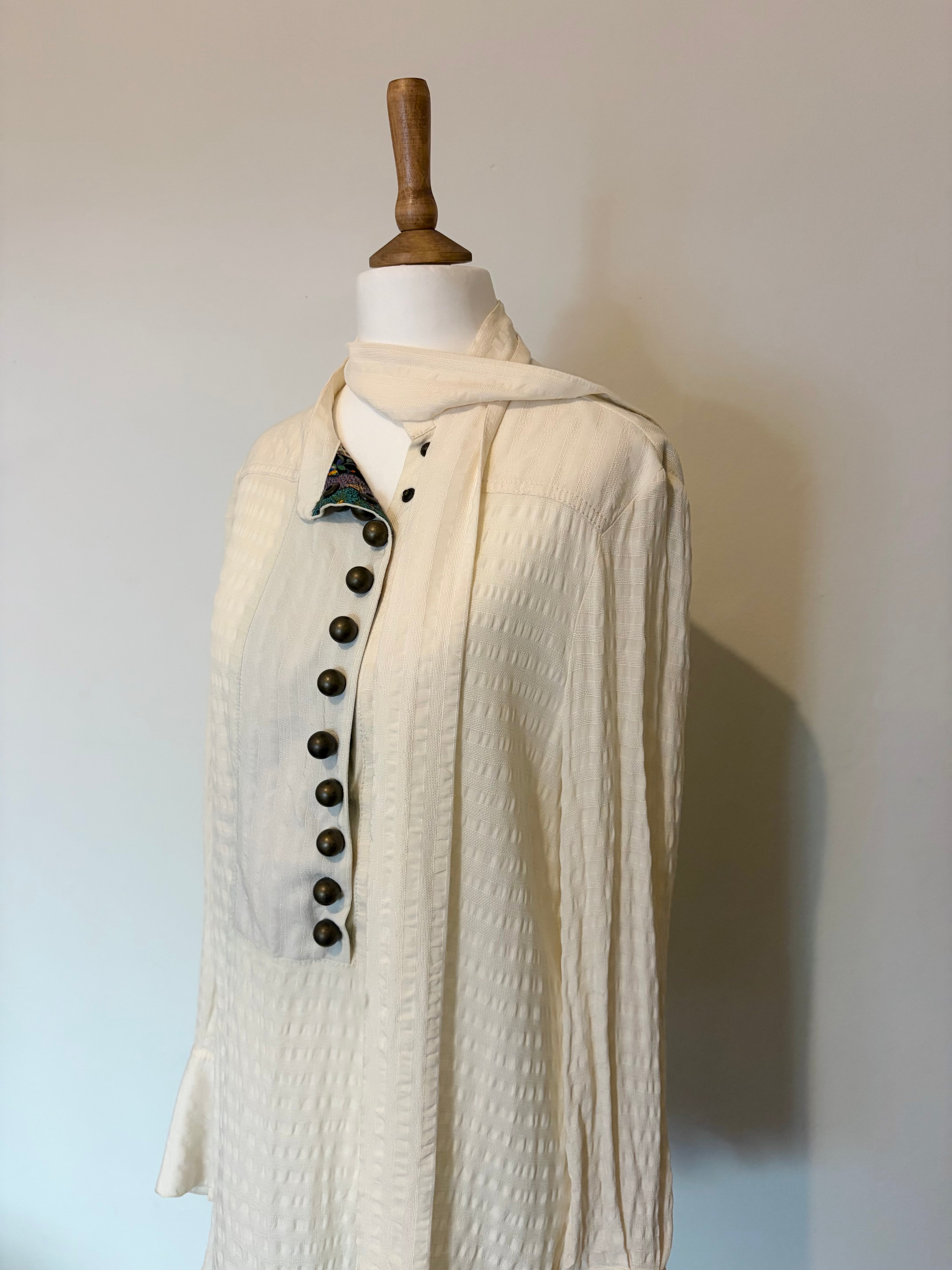 2000's white boho top with scarf