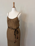 Gold crinkle dress with rope belt