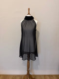 Sheer ruffle neckline dress