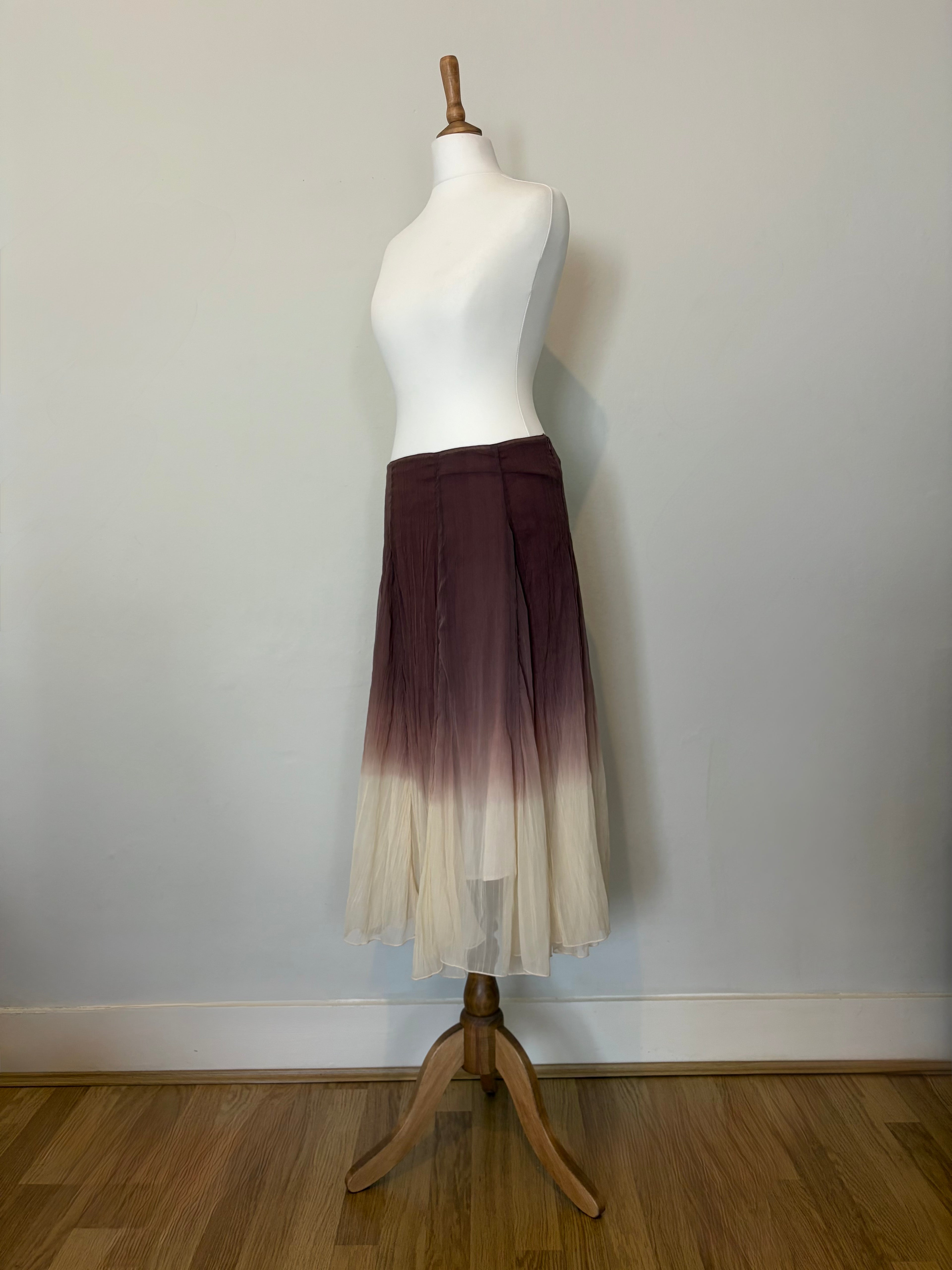 Ombre pleated midi skirt