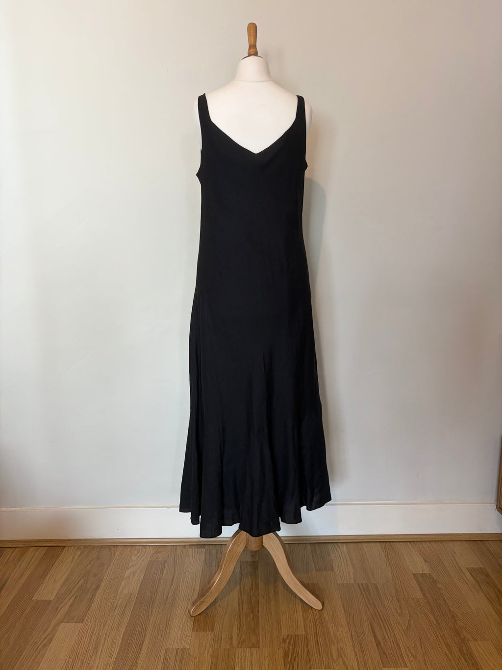 Black linen midi dress