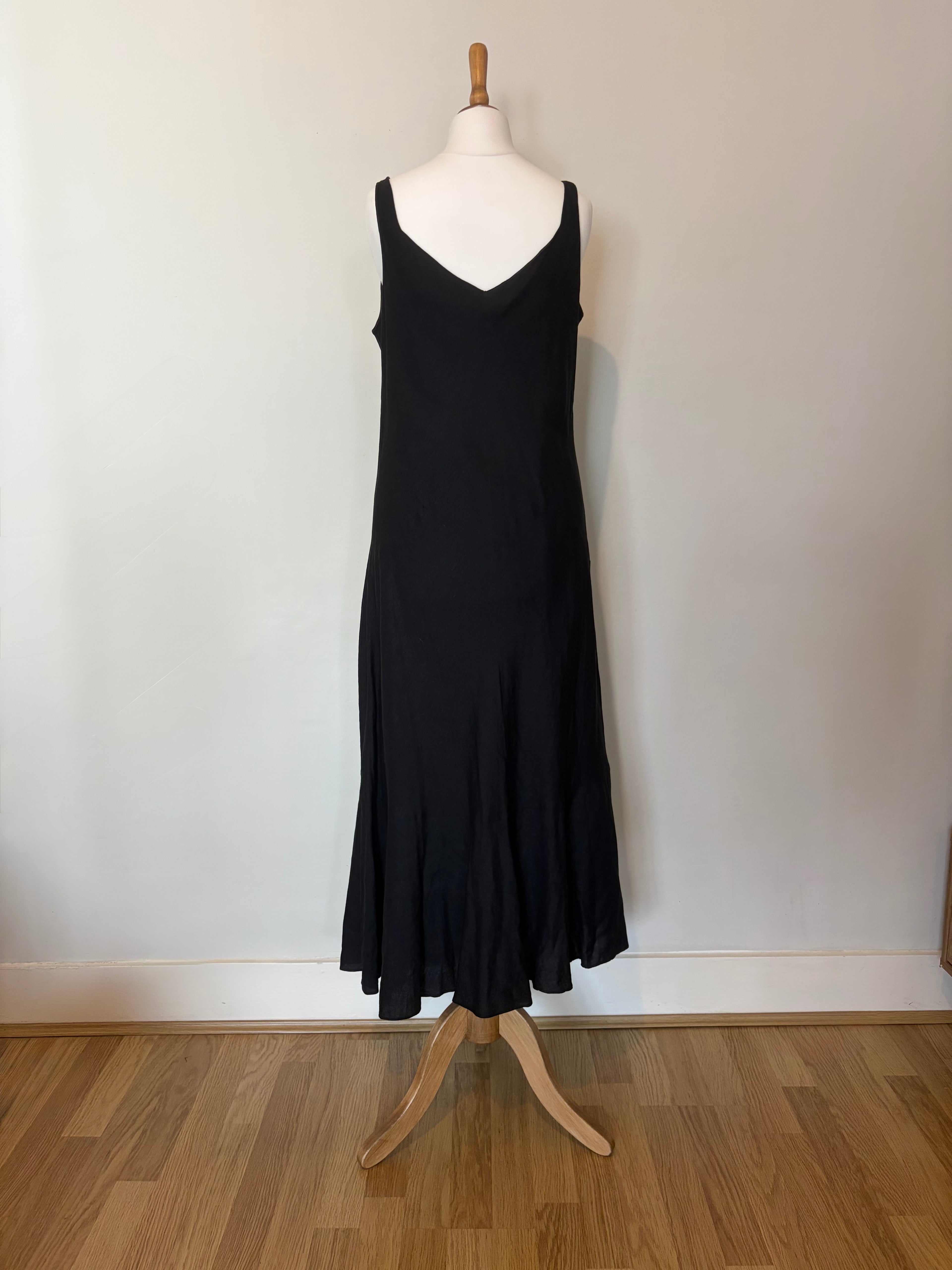 Black linen midi dress