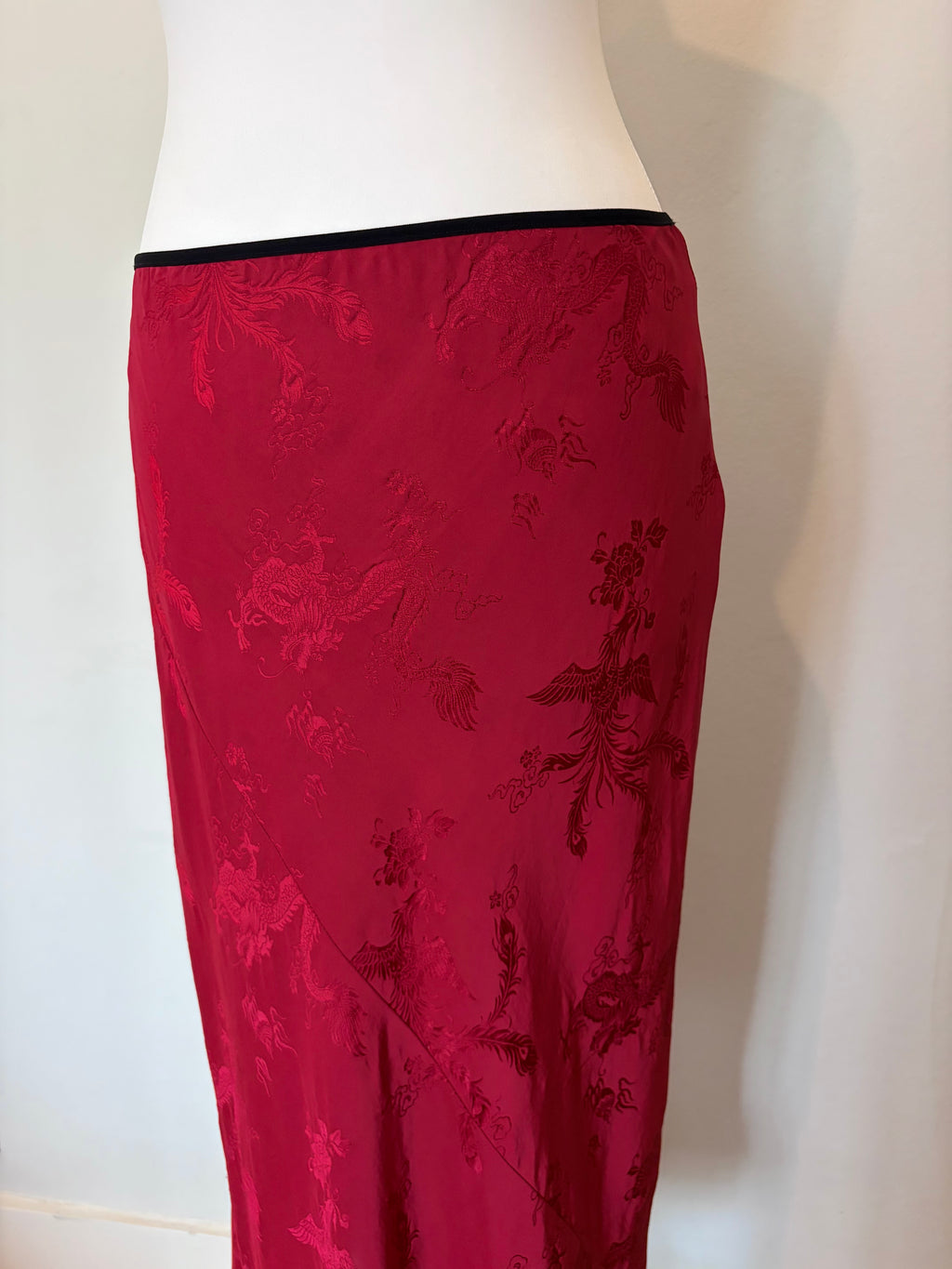 100% silk red chinese pattern skirt
