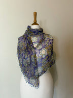100% silk scarf with beaded trim