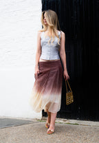Ombre pleated midi skirt