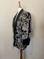 100% silk abstract floral button jacket