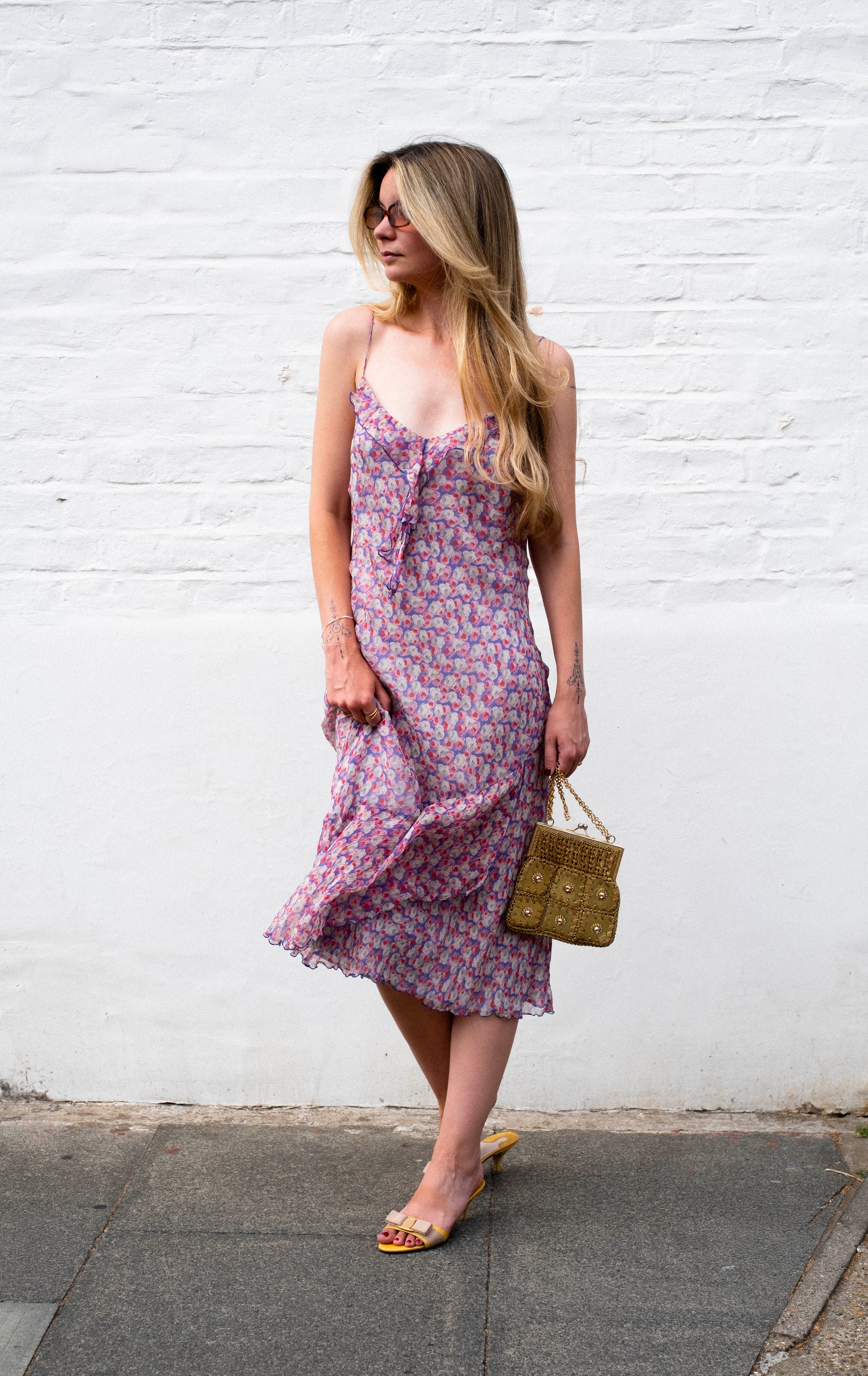 100% silk dress with ruffle detail