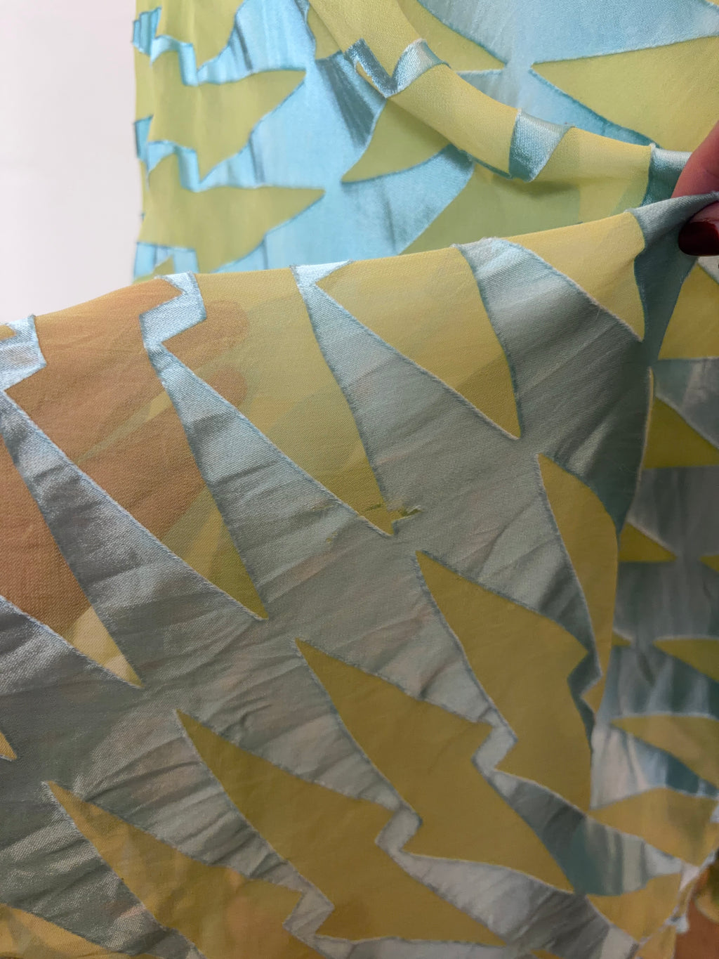 Silk blend blue and green dress
