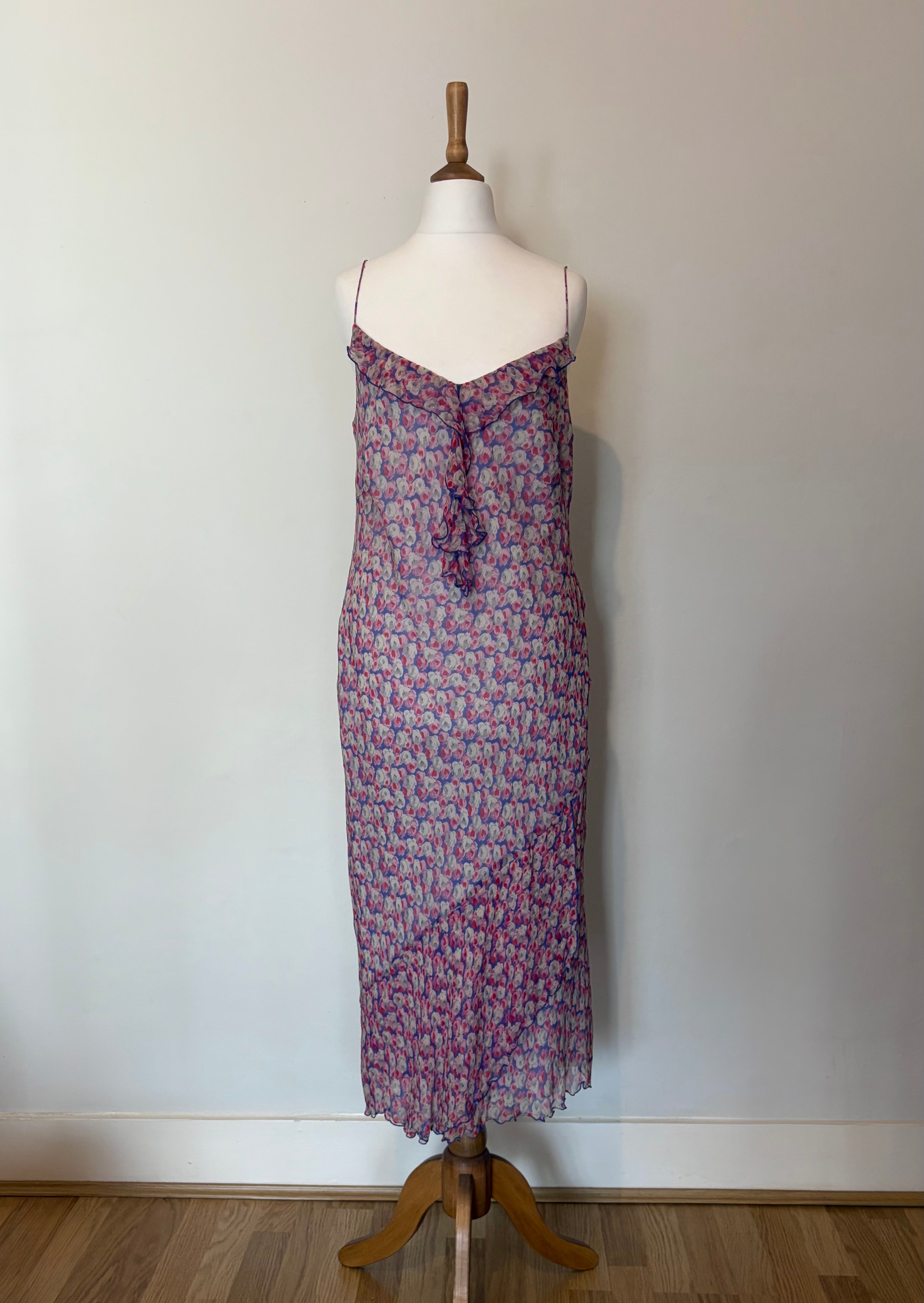 100% silk dress with ruffle detail