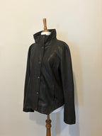 Leather funnel neck jacket