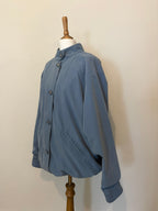 Blue funnel neck bomber jacket