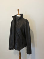 Leather funnel neck jacket