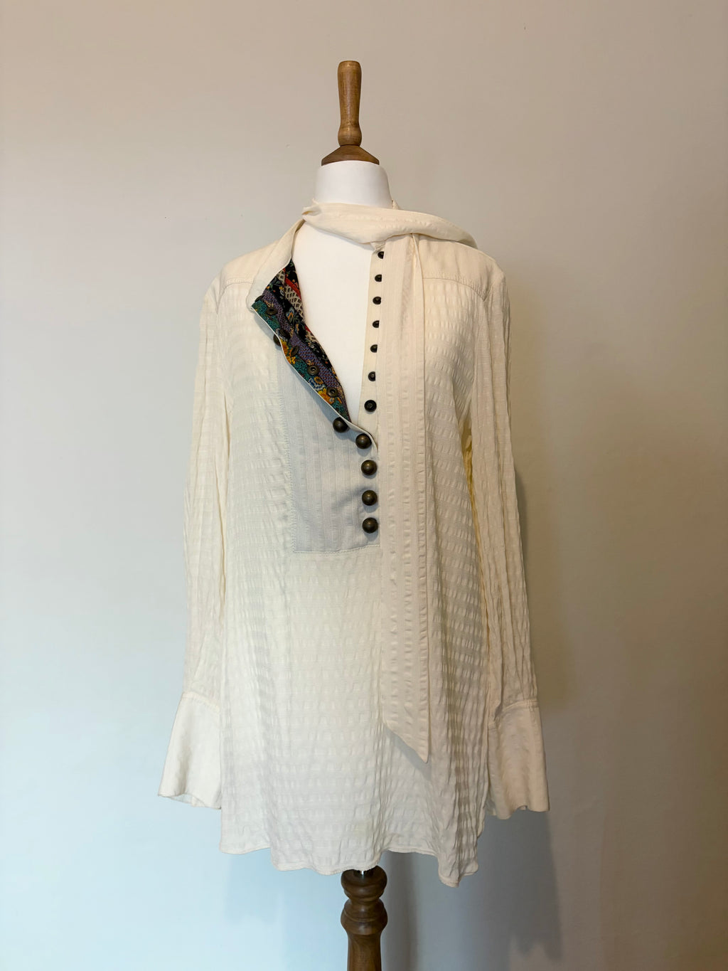 2000's white boho top with scarf