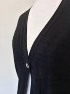 Black longline cardigan with pearl button