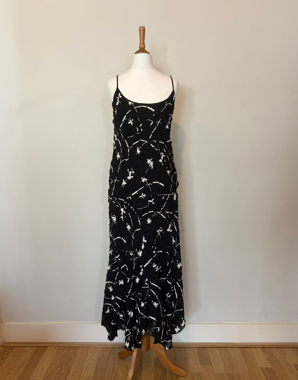 Black and white dress with corsage