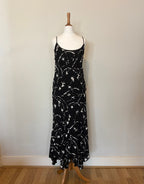 Black and white dress with corsage
