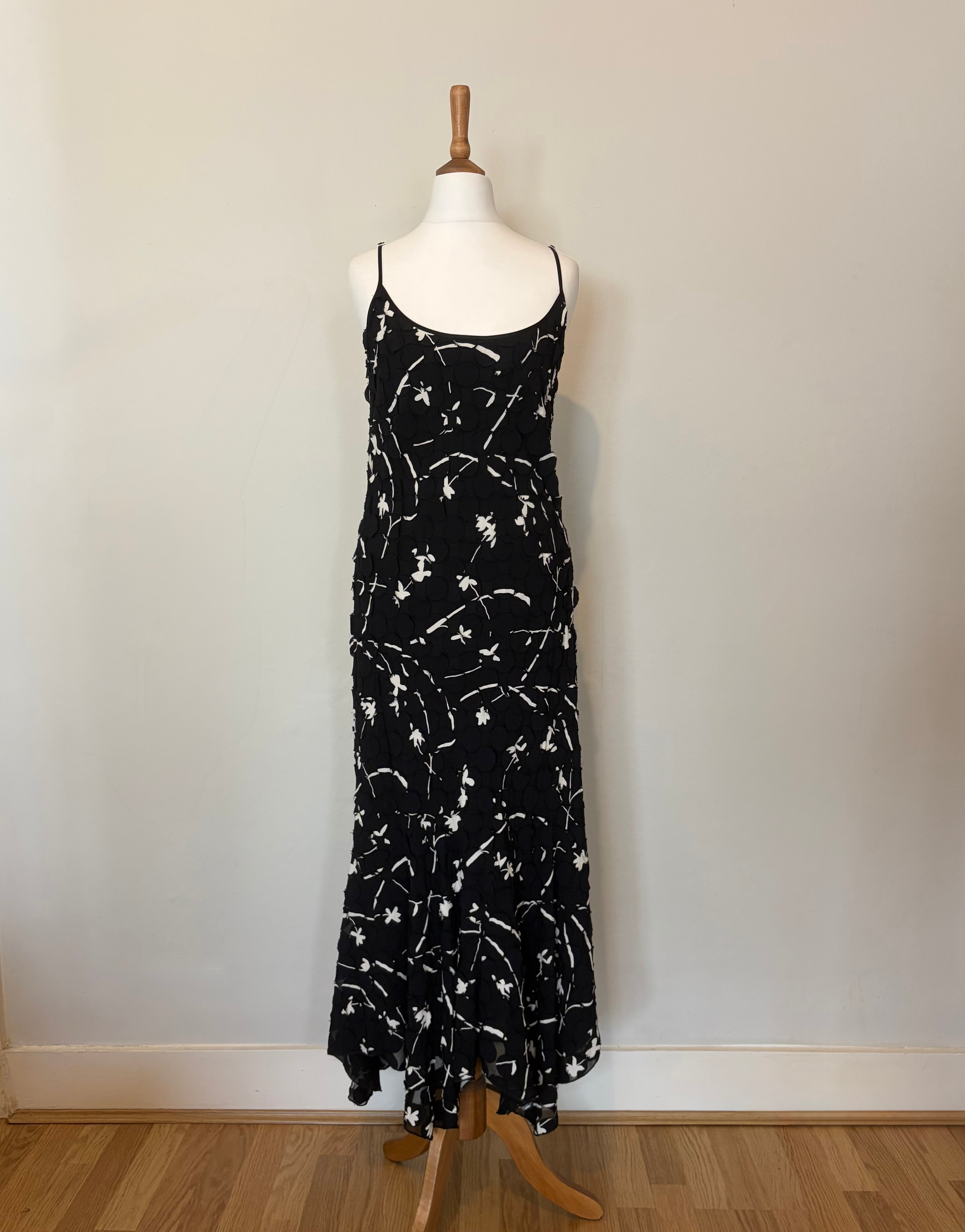 Black and white dress with corsage