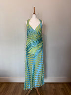 Silk blend blue and green dress