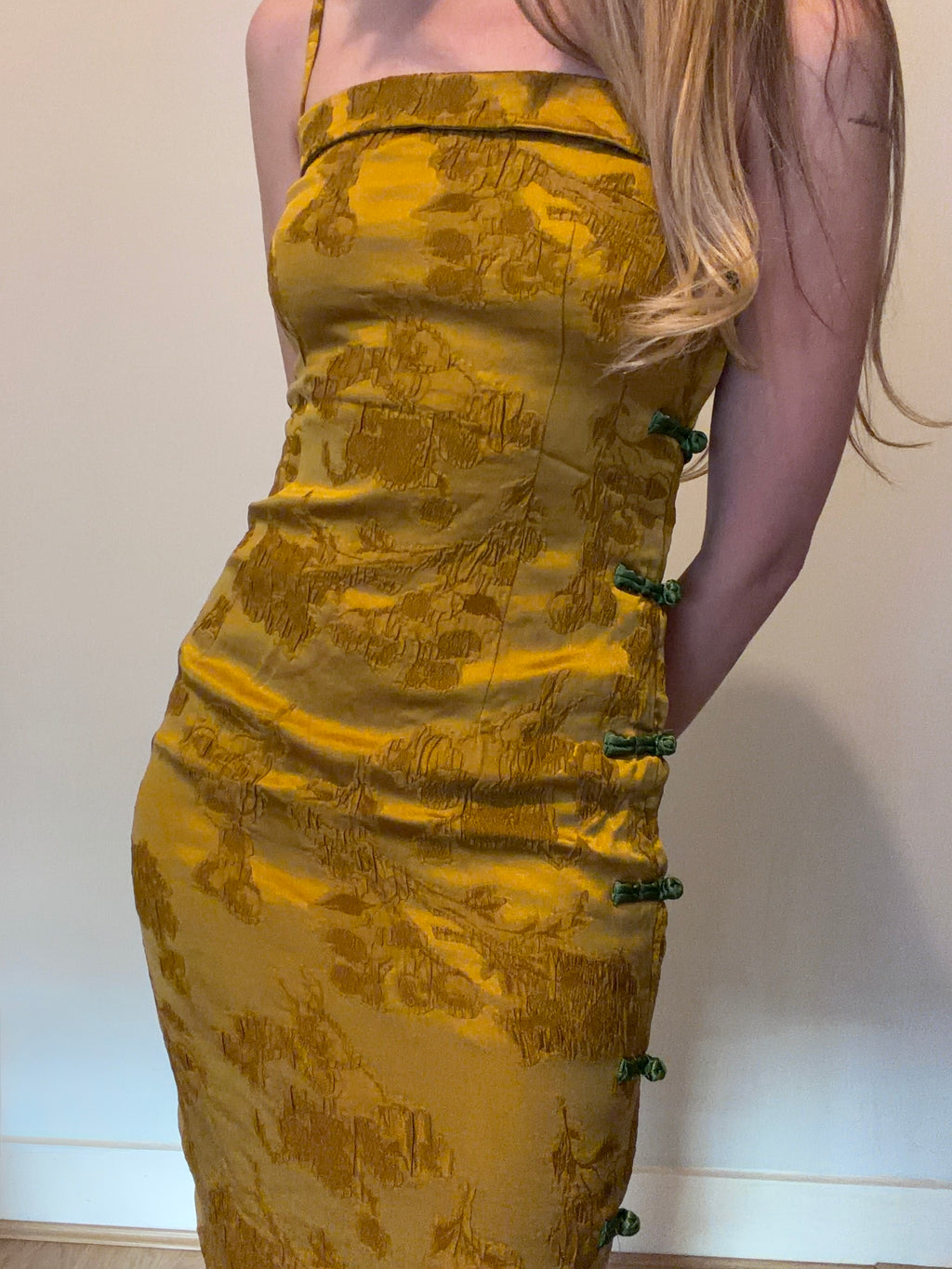 Mustard yellow midi dress