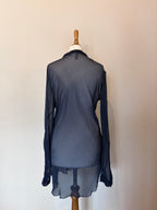 Navy asymettric sheer top